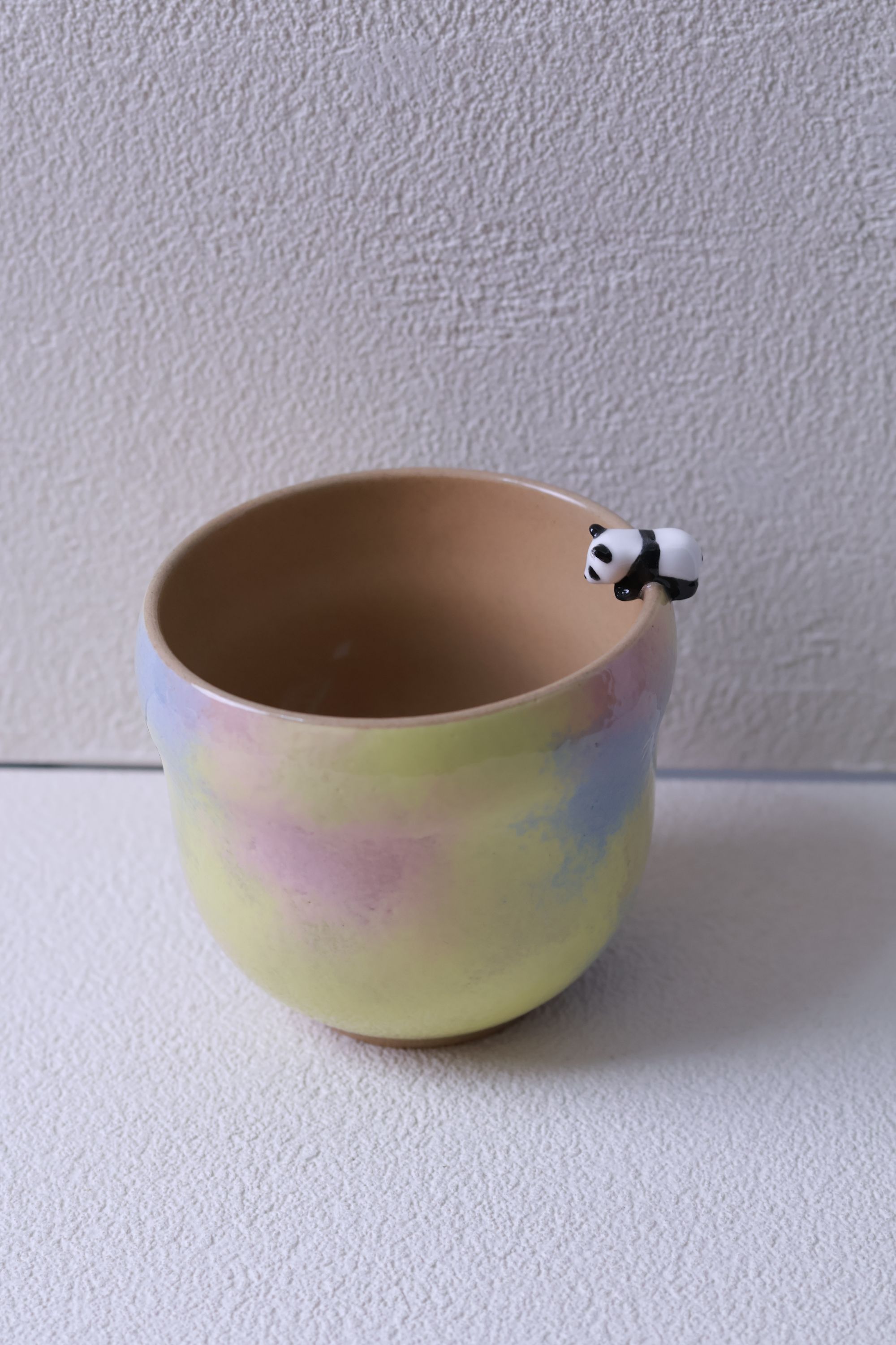 贰鱼粉黄蓝渐变小熊猫葫芦杯