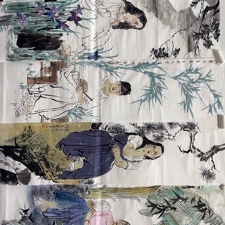 托***基横款 家英老师四条屏