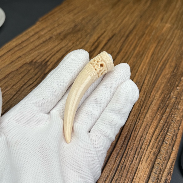 K9957天然猛犸牙雕刻牙尖 14.1*76.4mm支持鉴定 假一罚四