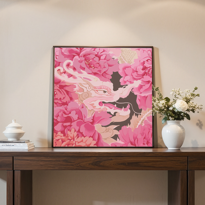 【Trace·寻迹】数字油画填色装饰画实木手工diy生日礼物 《龙游花丛》