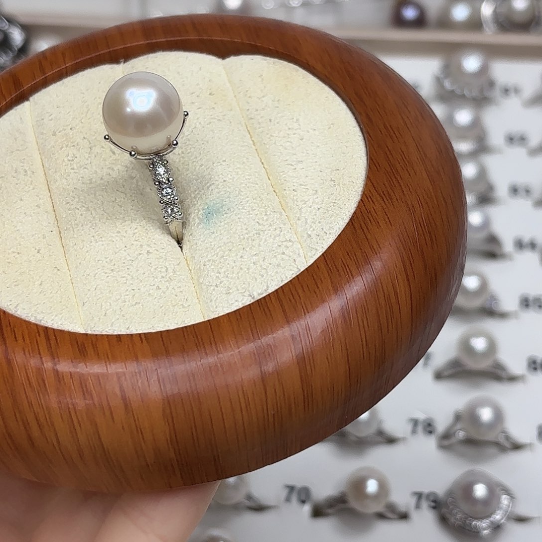 豆****戒指银S925镶嵌淡水珍珠