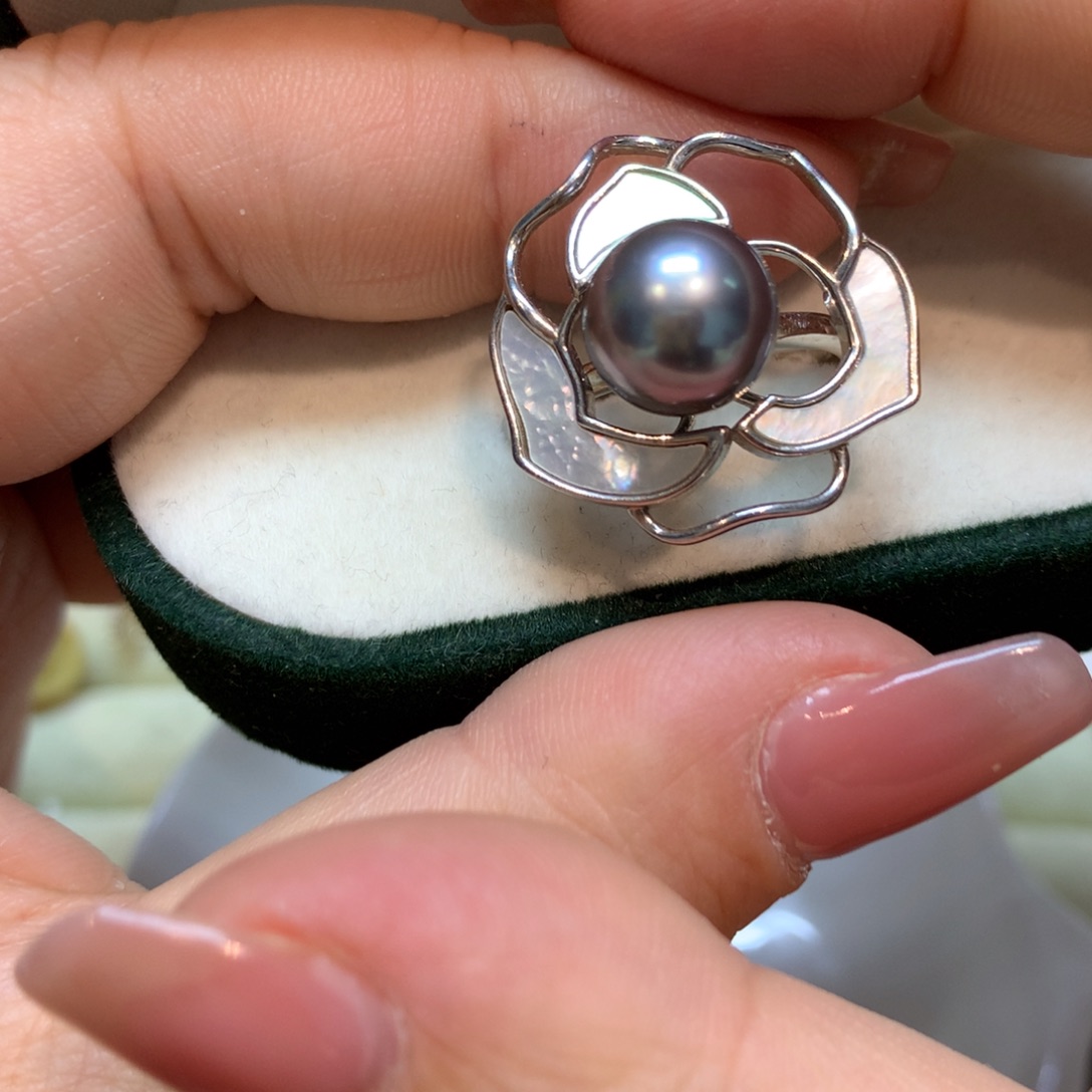 海水珍珠戒指银S925镶嵌