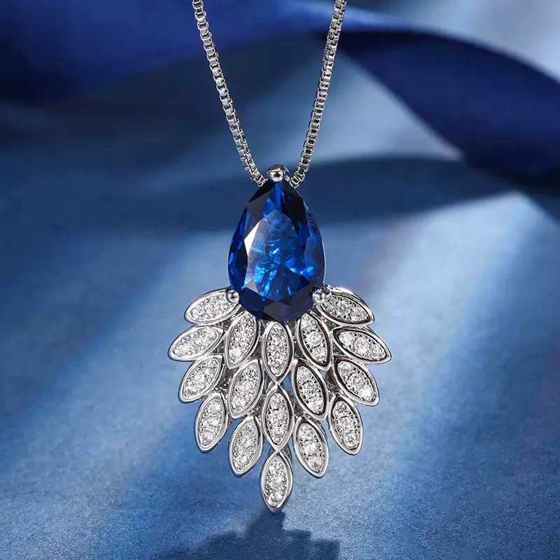 设计师高定-高精切蓝宝石吊坠YB-1047