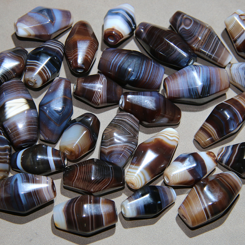 缠丝玛瑙光面蓝沁色=紫沁色有棱无棱橄榄珠 diy饰品主珠锁骨珠