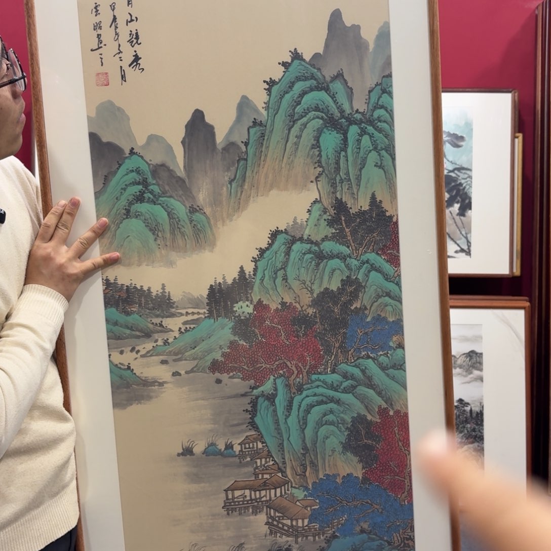 国画手绘作品带框120成60 