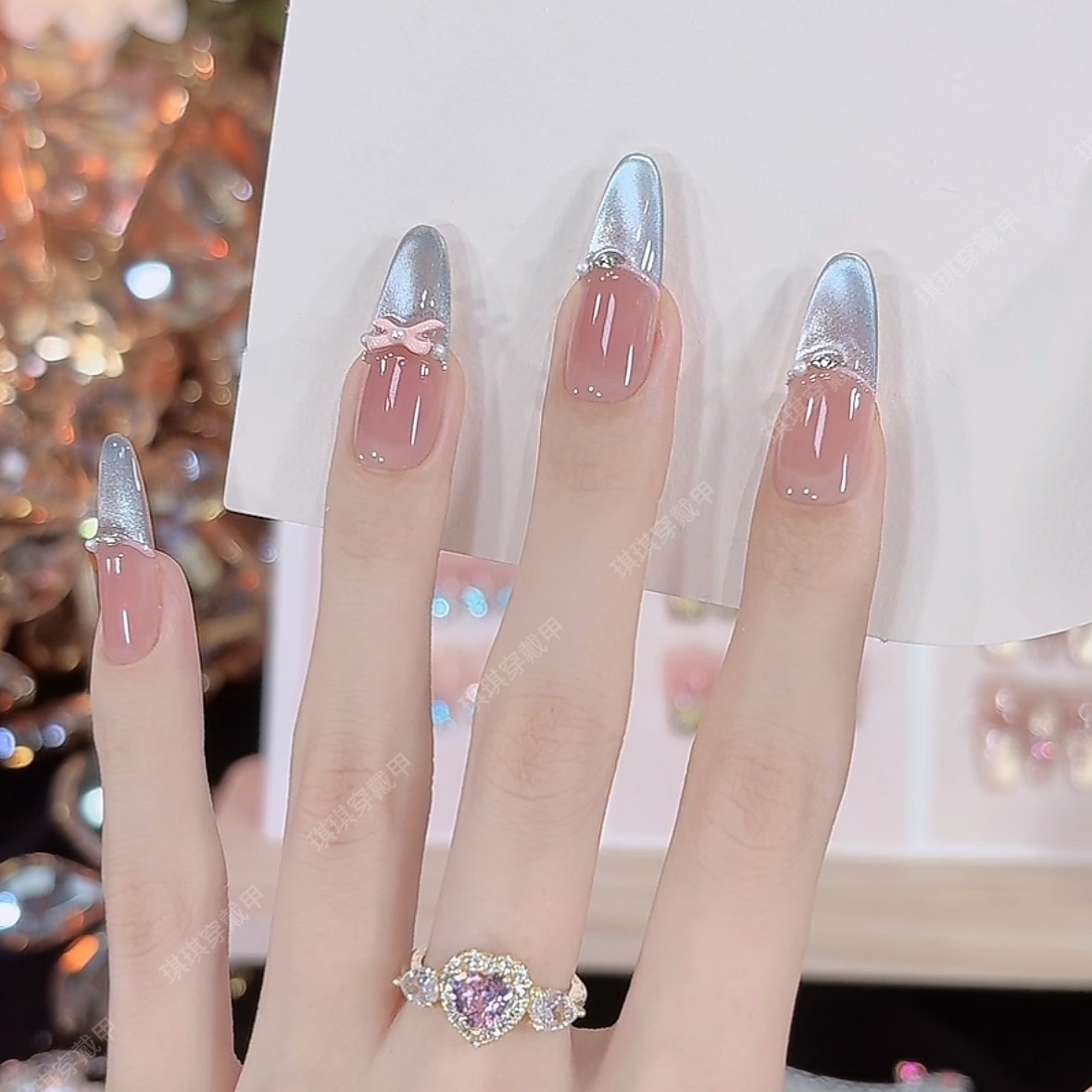 【蓝色精灵】手工穿戴甲10片装可拆卸宠粉爆款气质美甲