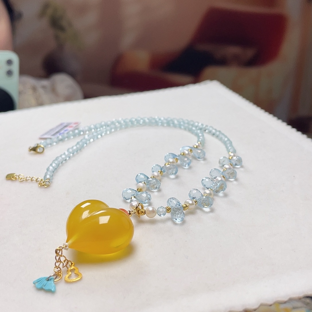 琥珀银S925镶嵌裸石吊坠