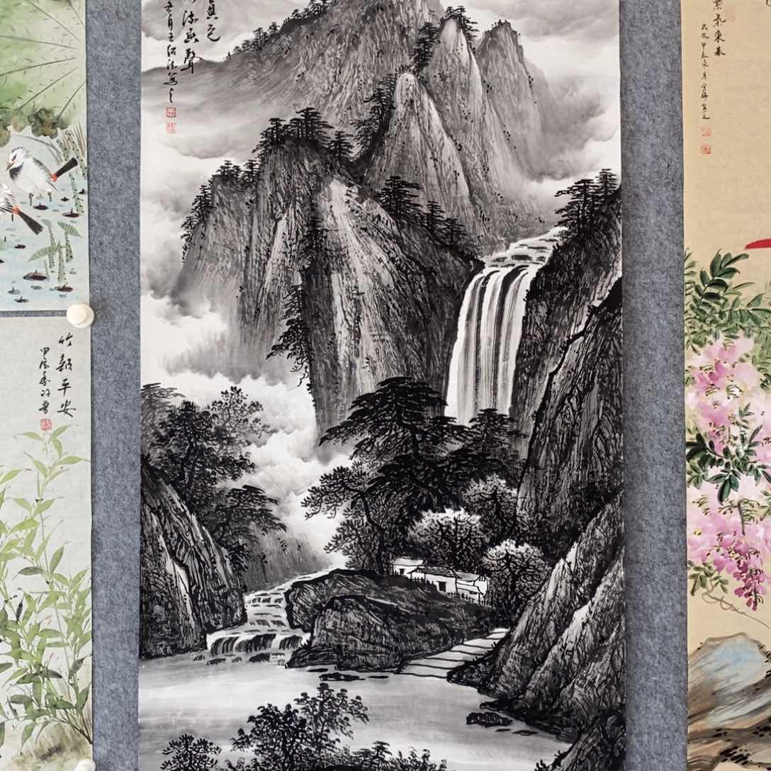 国画蓝**雲四尺水墨作品