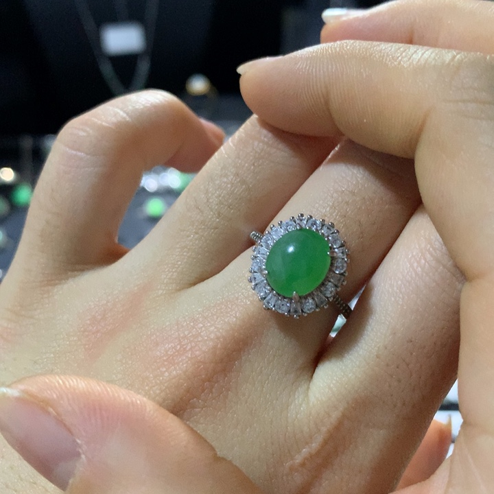 翡翠银S925镶嵌戒指