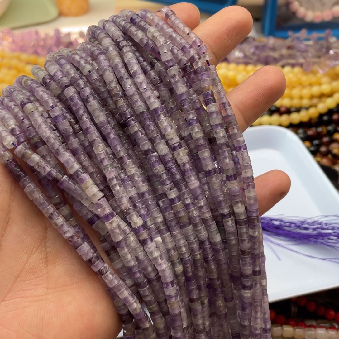 玛瑙/玉髓珠宝半成品未镶嵌一条装卡4mm紫水直切隔片