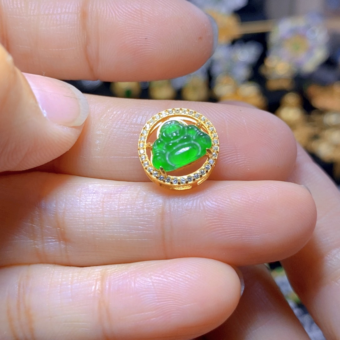 翡翠耳钉银S925镶嵌天然翡翠