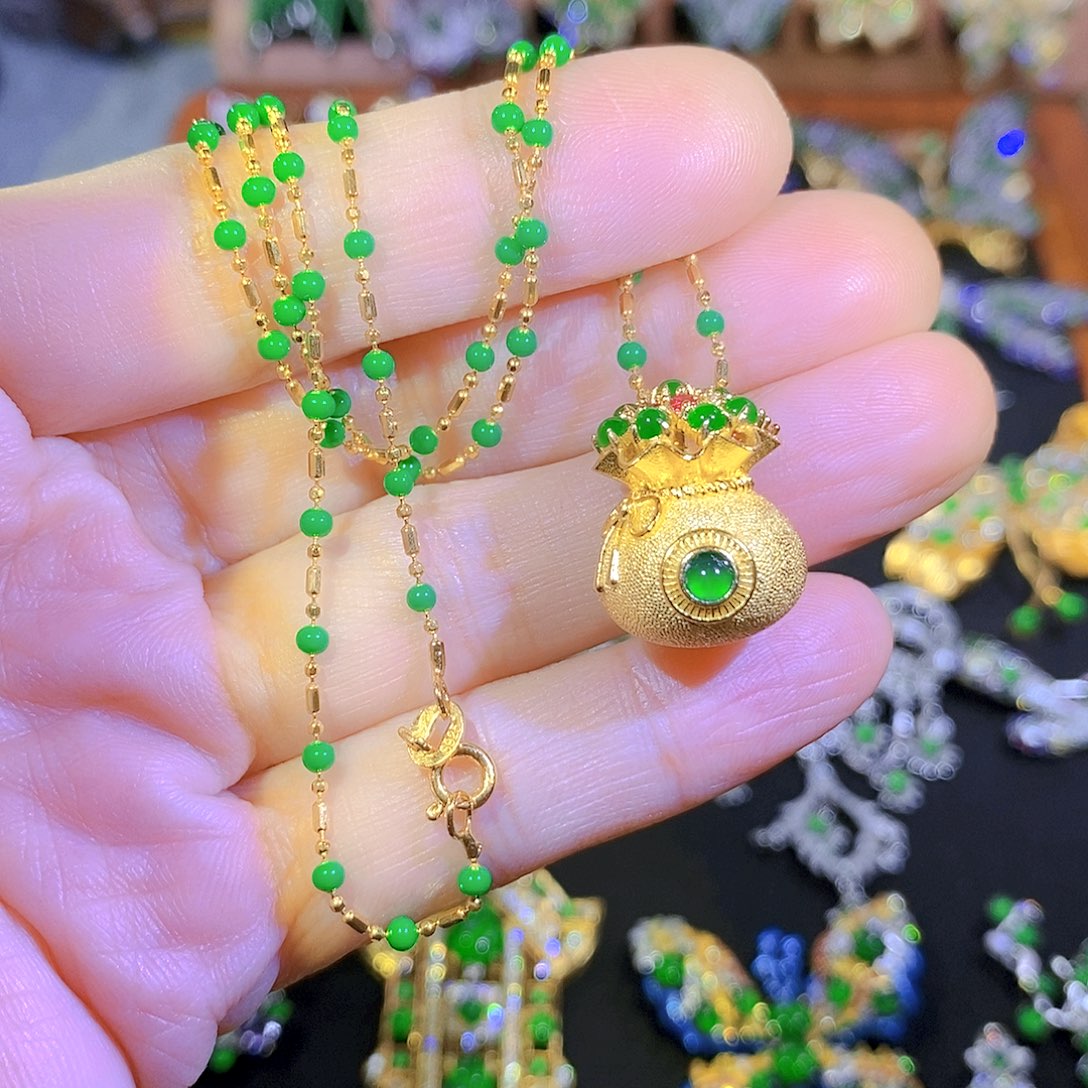 吊坠(不含链)银S925镶嵌翡翠