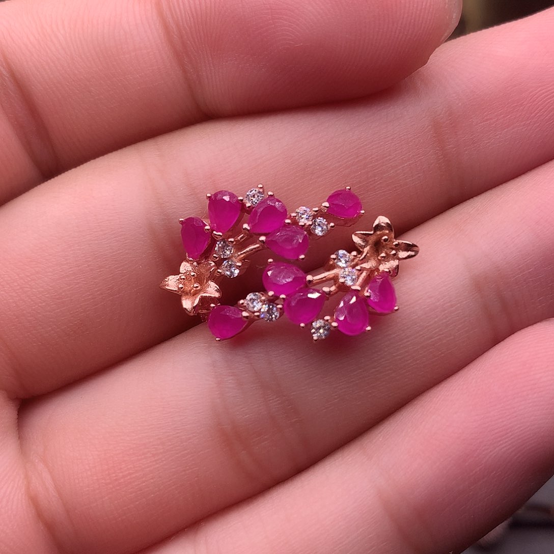 红宝石戒指银S925镶嵌