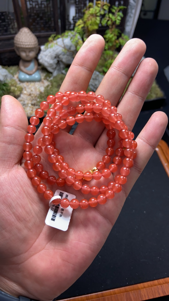 24126-22天然原矿南红冰红多圈6mm