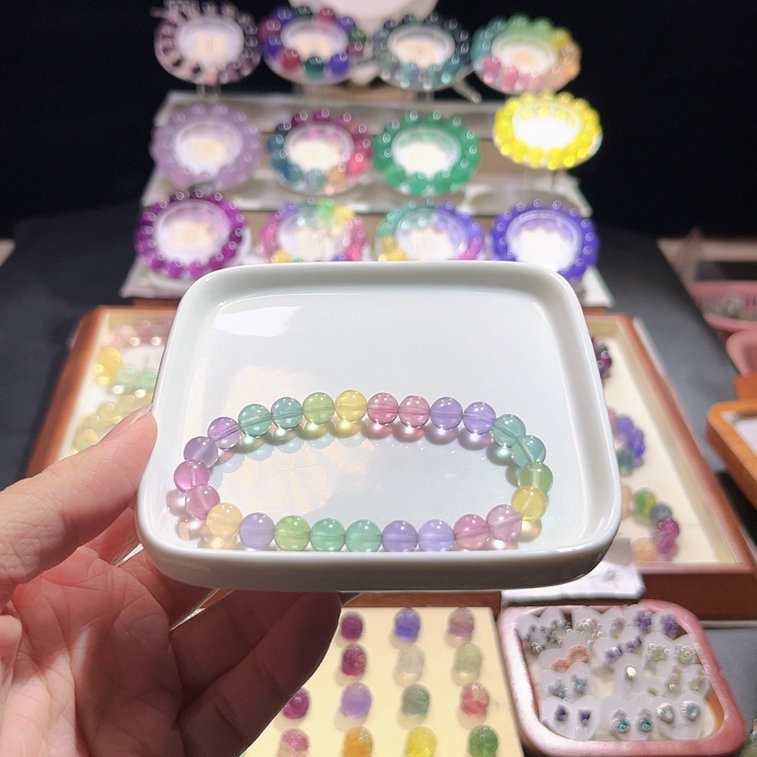 未镶嵌手链萤石7加人鱼马卡龙