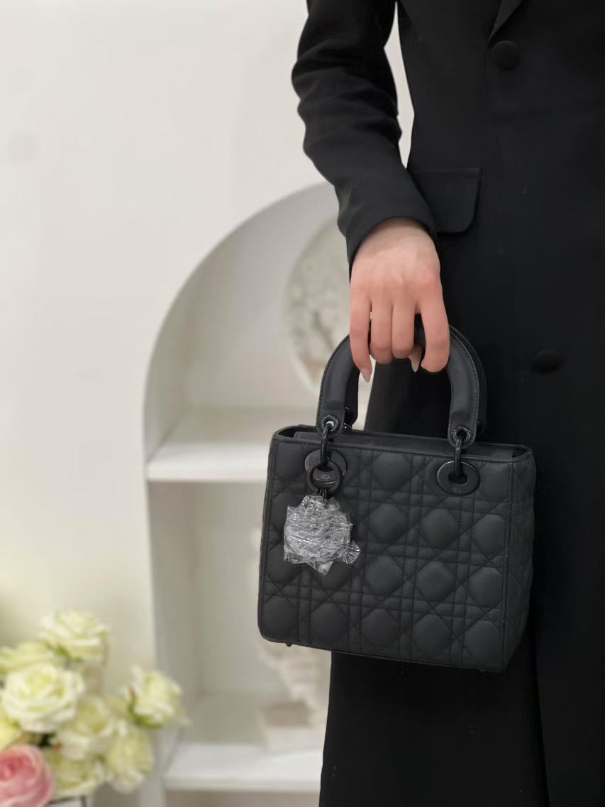 99新 DIOR/迪奥 Dior迪奥戴妃四格磨砂黑手拎斜挎包/无公价/优品