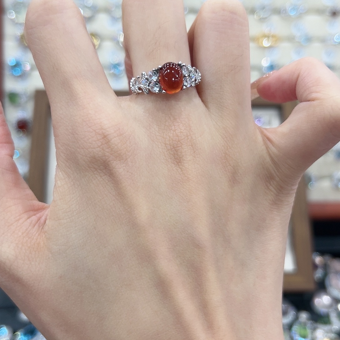 *****石榴石戒指银S925镶嵌