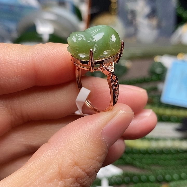 和田玉银S925镶嵌戒指