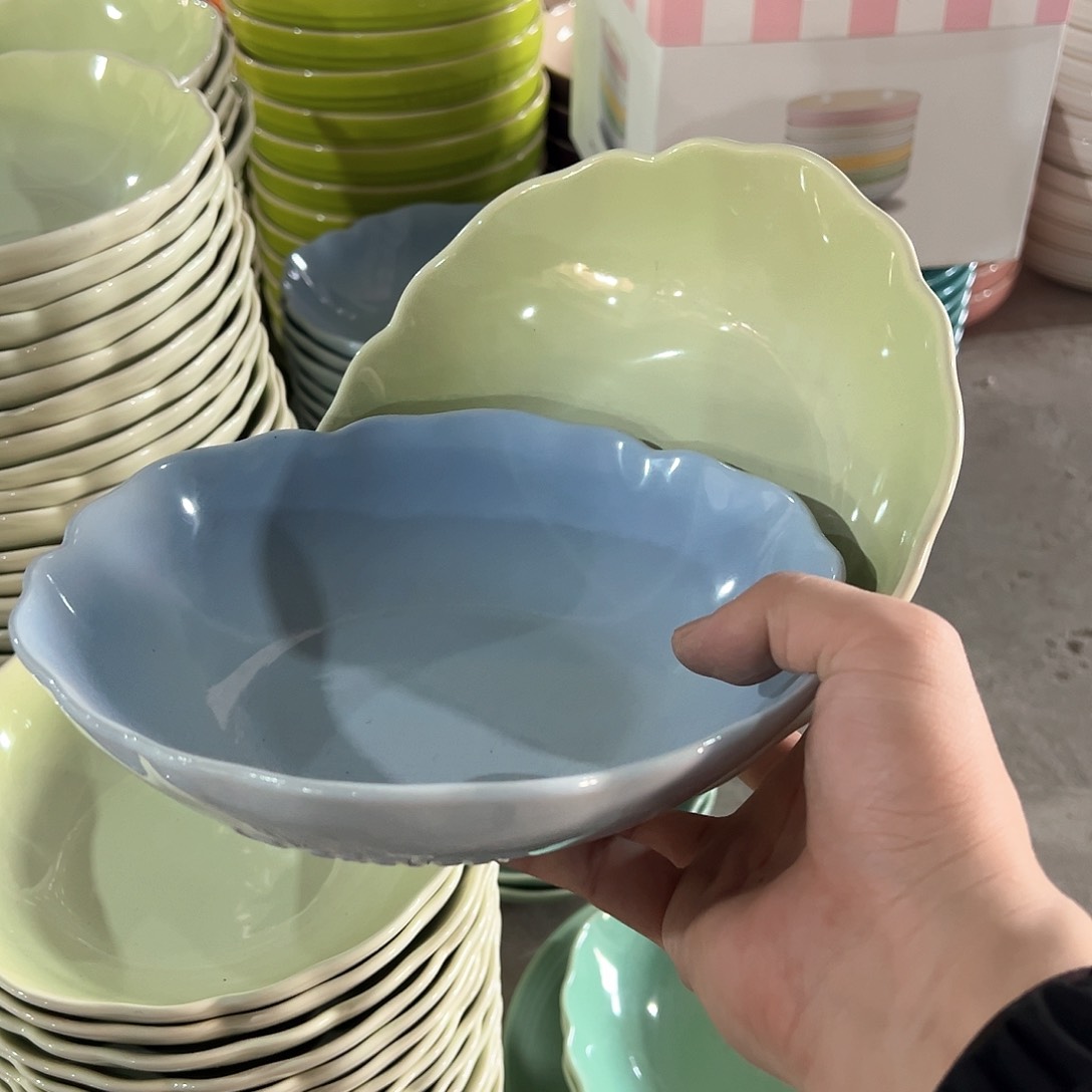 陶瓷 花韵盘 天蓝色 抹茶绿