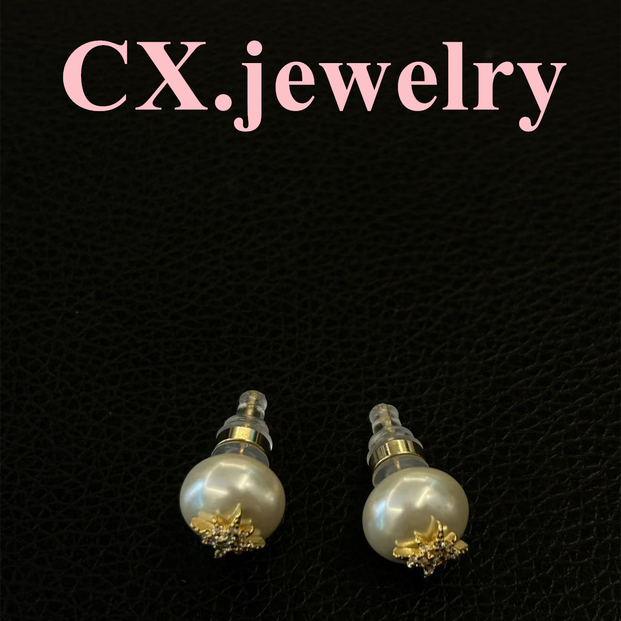 铜合金仿珍珠耳饰 芒星耳钉 3239