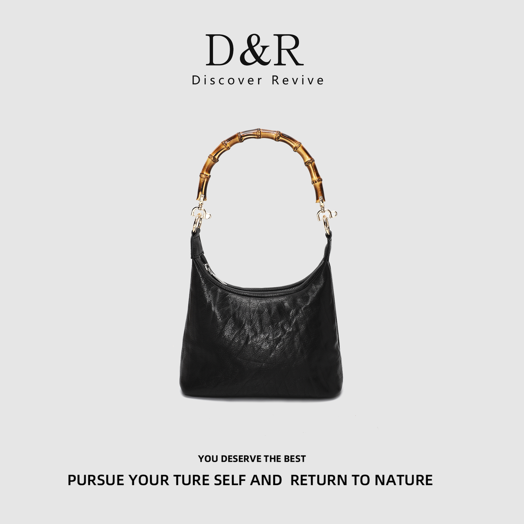 Discover Revive新款时尚真皮百搭手提单肩极简休闲包包E997