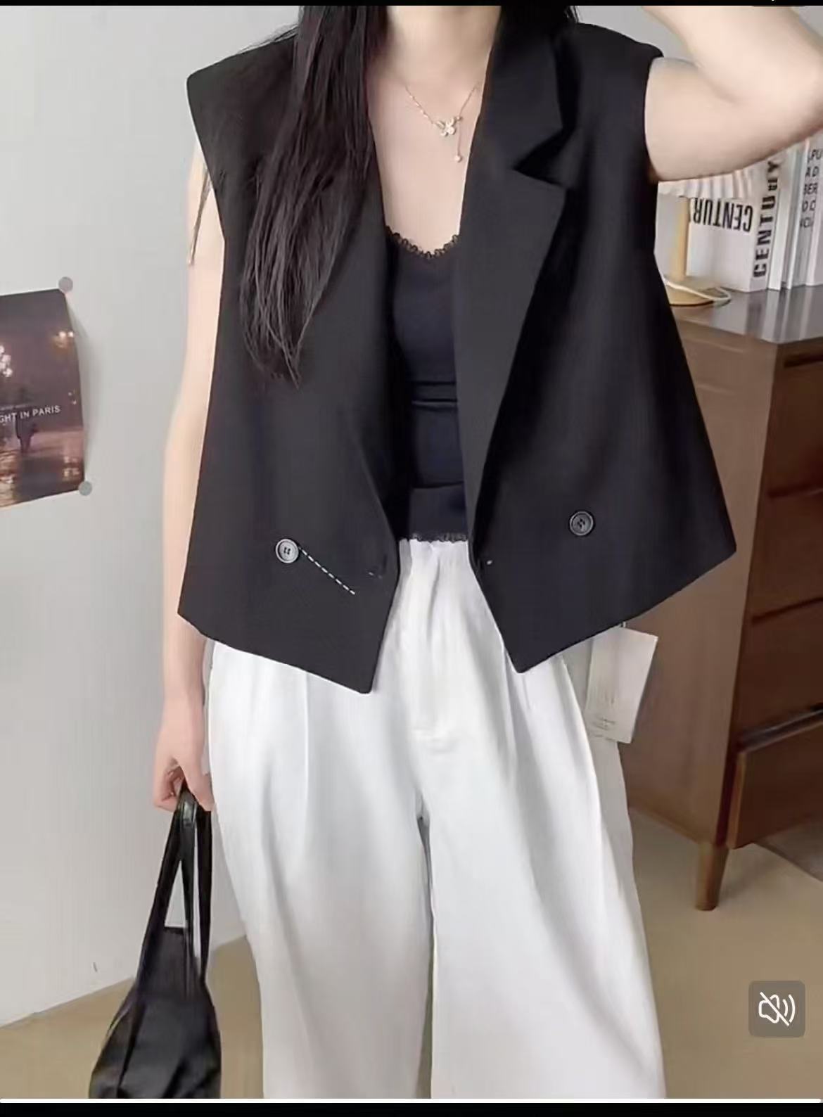 《林李上新》25901新款西装领马夹短款百搭遮肉显瘦气质马甲