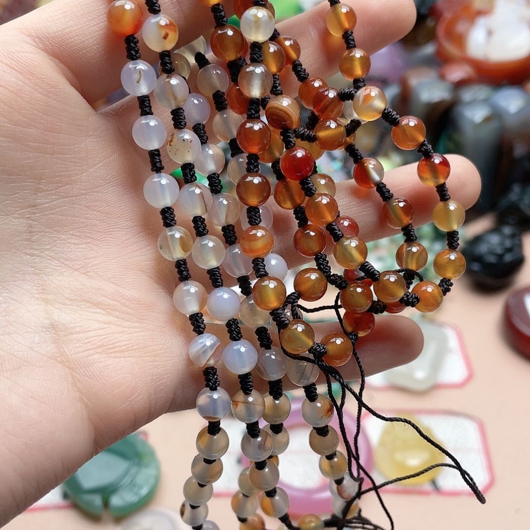 玛瑙/玉髓颈饰合金偶**悟