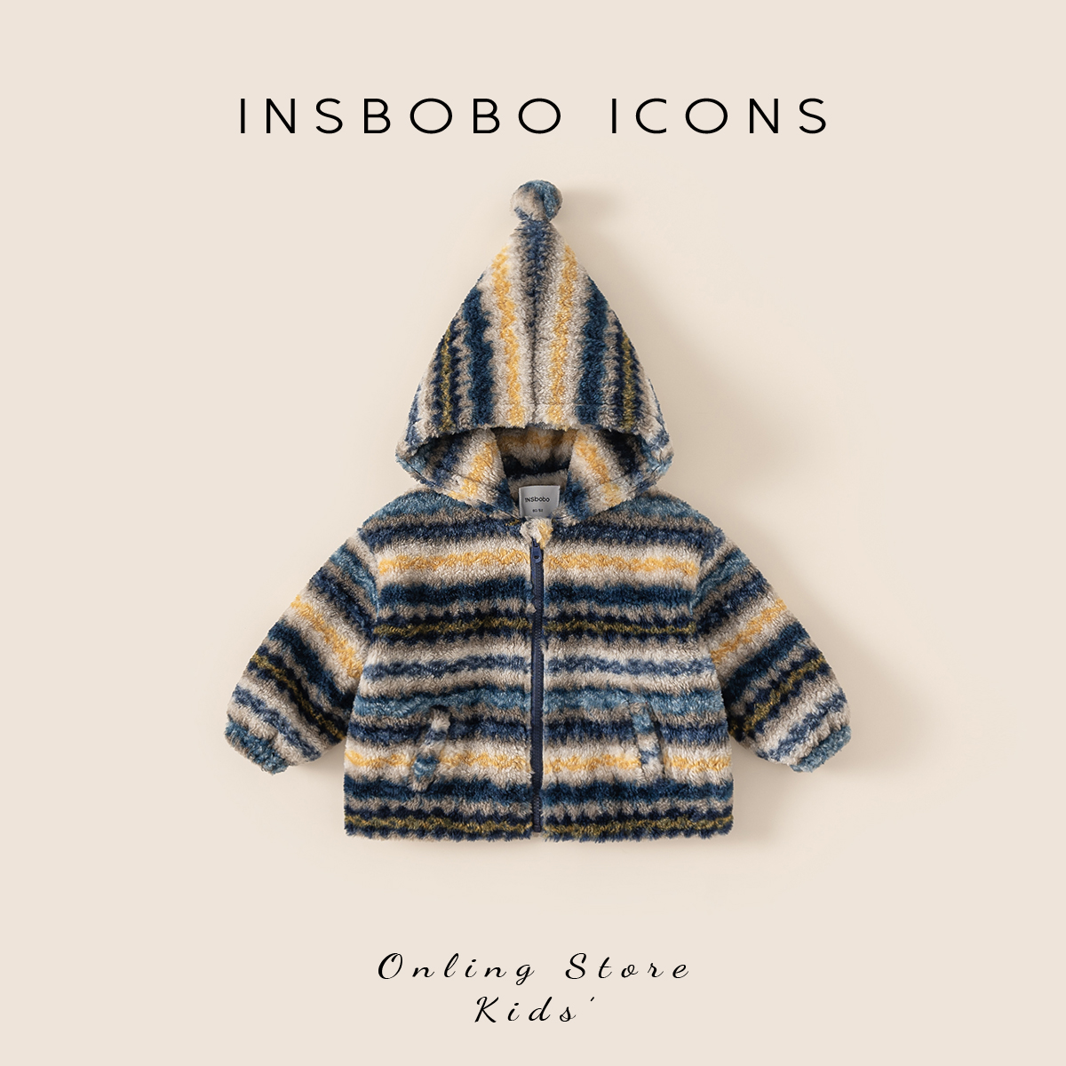 DY85038【冬】儿童外套（连帽可爱球球装饰毛毛衣）