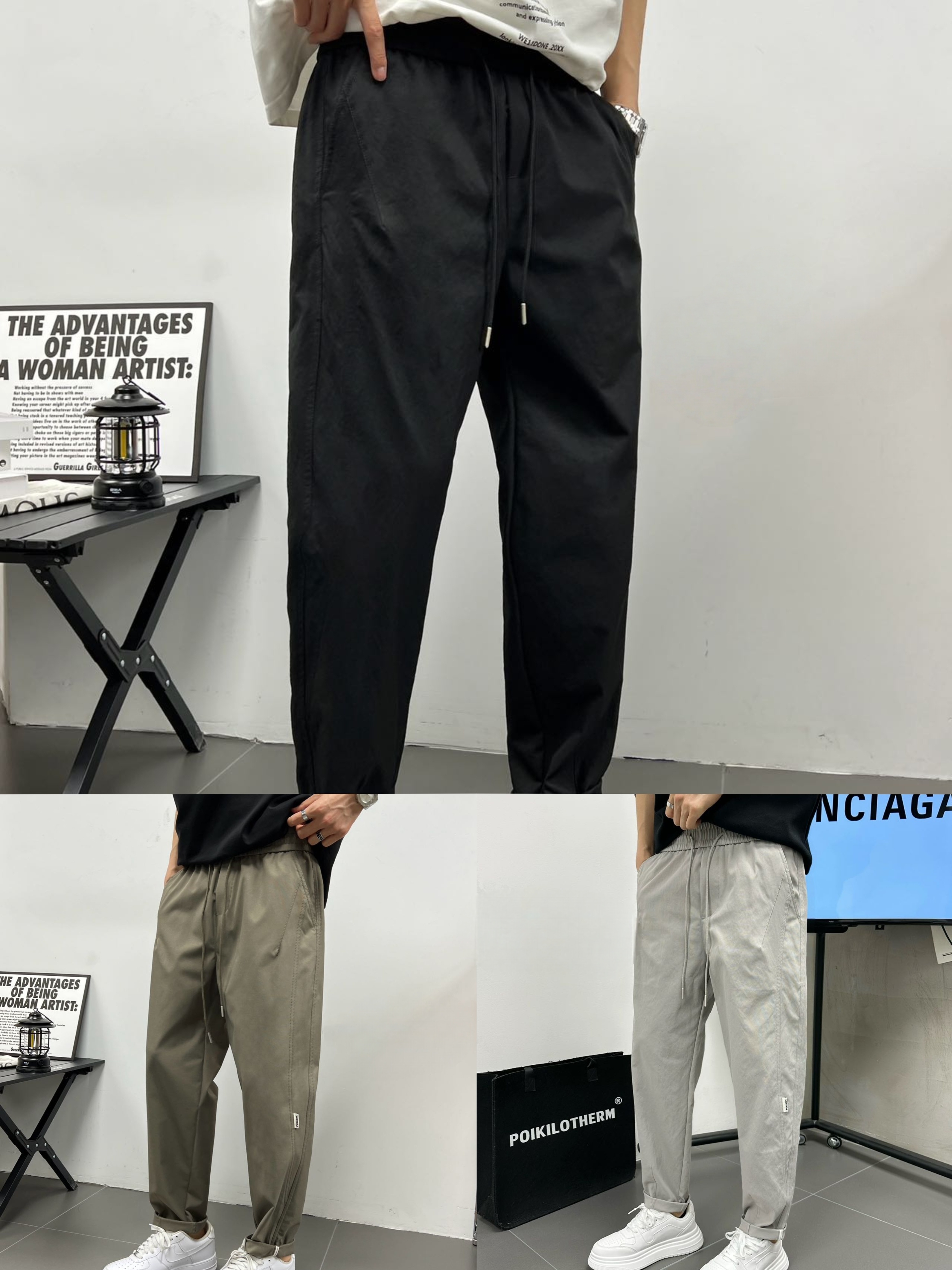 18-530长裤修身潮秋款束脚裤韩版纯色休闲裤