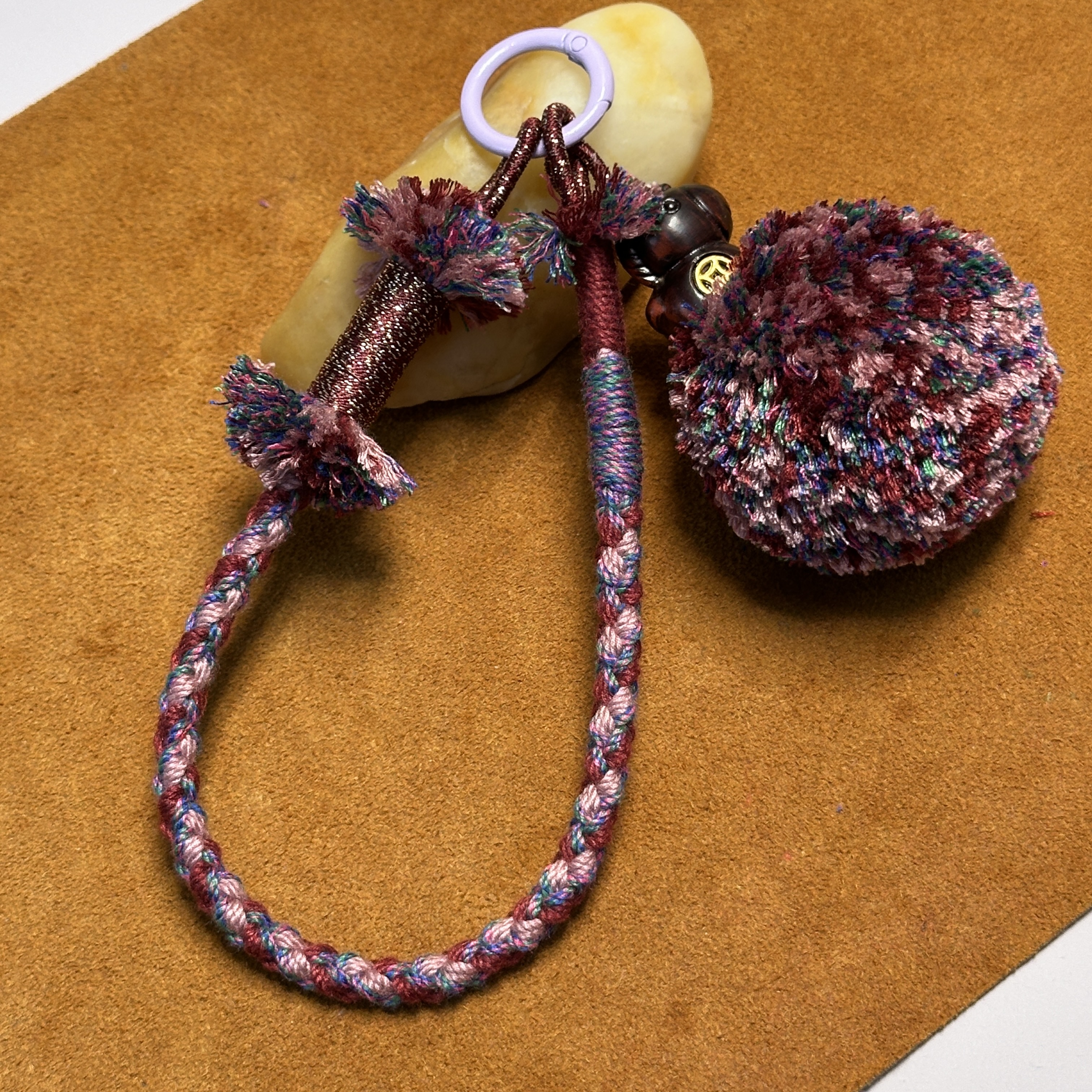 藏晶阁手工精编手机链 复古粉色