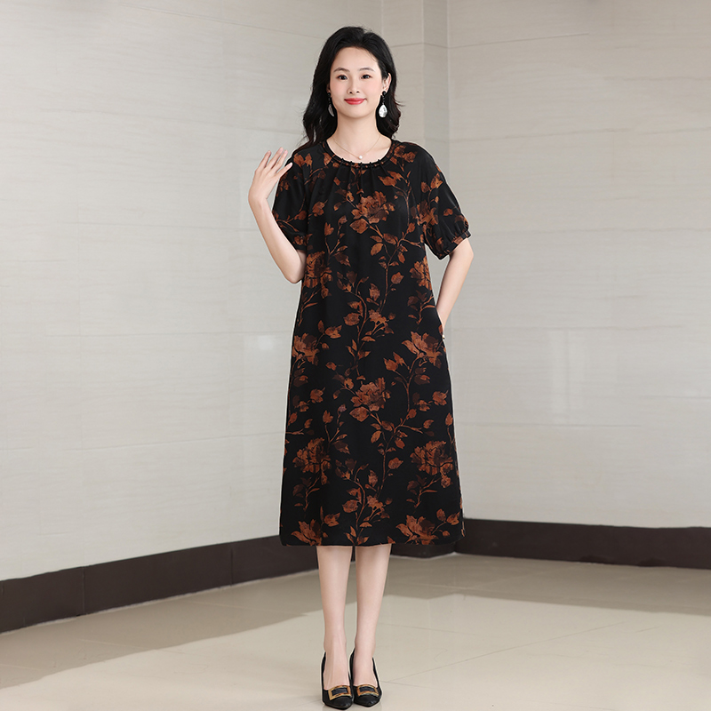 DA25055香云纱真丝连衣裙新款女气质显瘦复古高端桑蚕丝