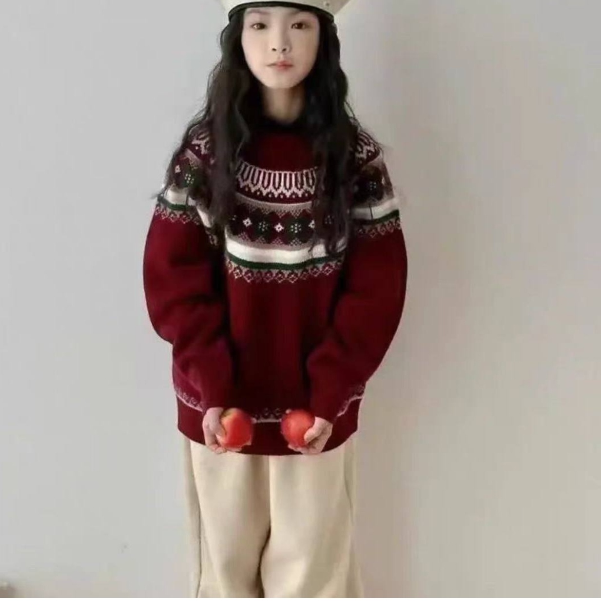 1800直播实物暗红色圣诞风毛衣【南四里