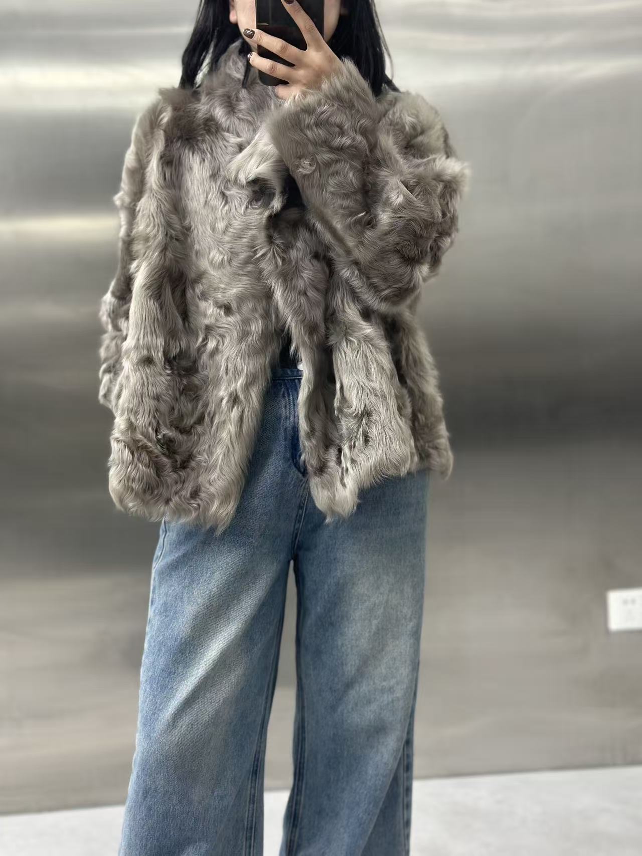 小湖羊皮毛一体时尚短款大翻领女士外套冬季休闲简约百搭显瘦