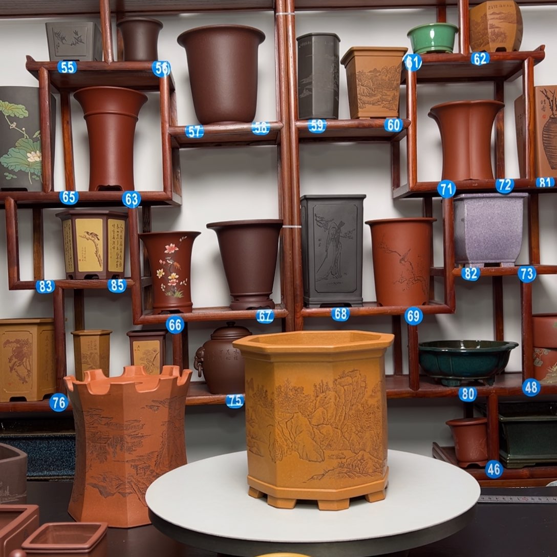 紫砂花盆清**远六方花盆