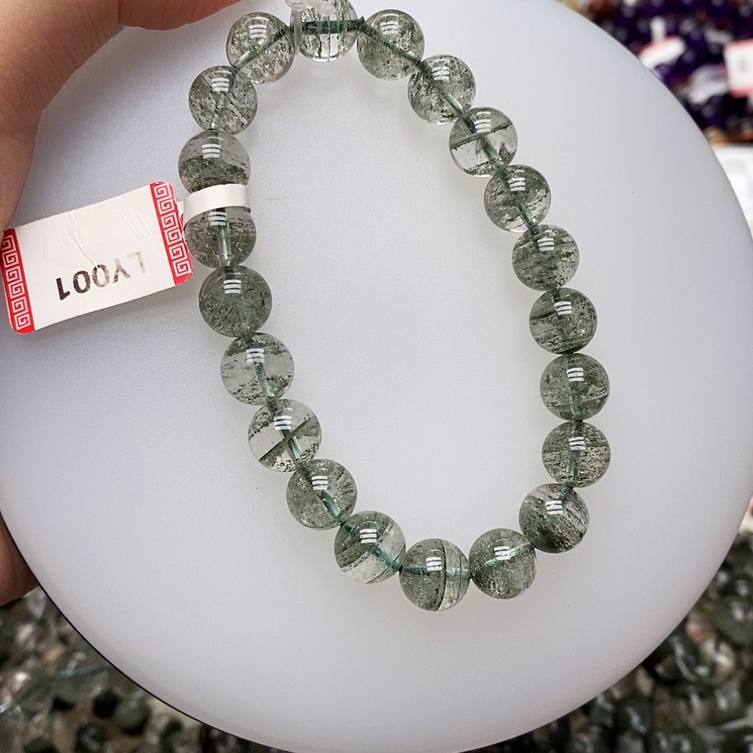 未镶嵌手链水晶LY001 绿幽灵 千层 9m+