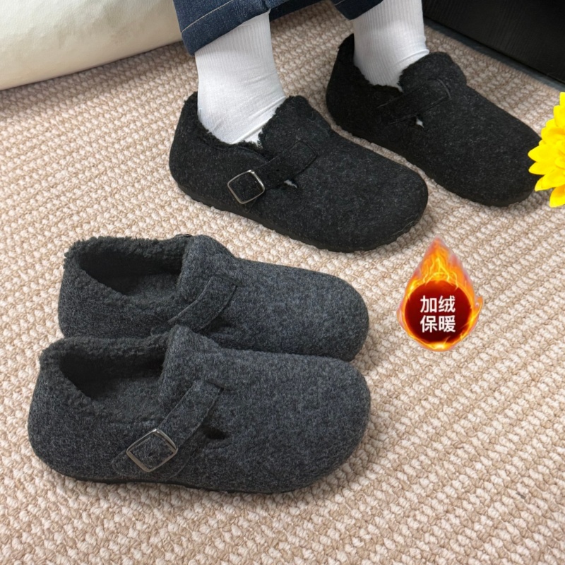 加绒加厚勃肯鞋保暖勃肯棉鞋2025新款冬季保暖女鞋复古增高勃肯鞋