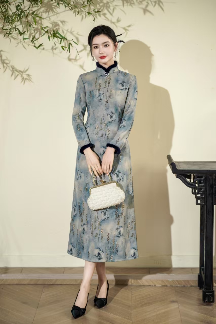 添香   冬款气质显瘦日常国风复古优雅长款旗袍