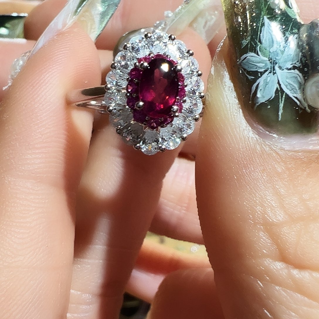 石榴石戒指银S925镶嵌啊啊啊啊啊