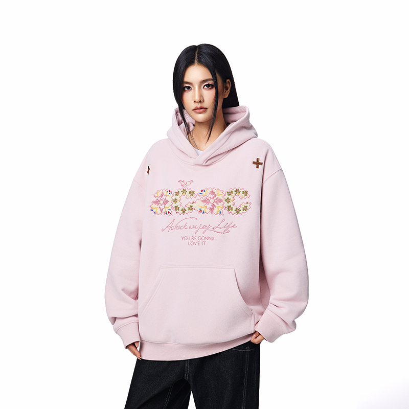 【Achock官方店】acac系列毛巾绣连帽卫衣美式街头帽衫外套头卫衣