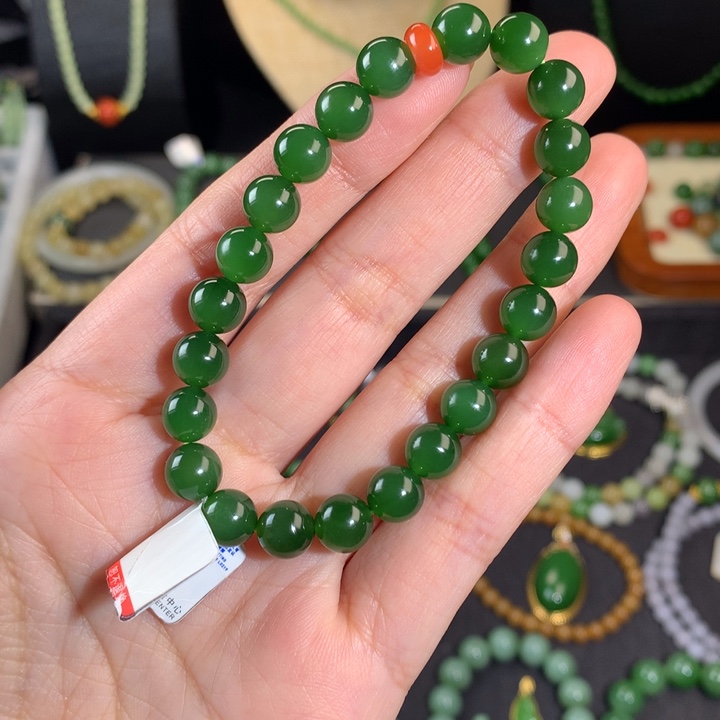和田玉（碧玉）手链未镶嵌x*
