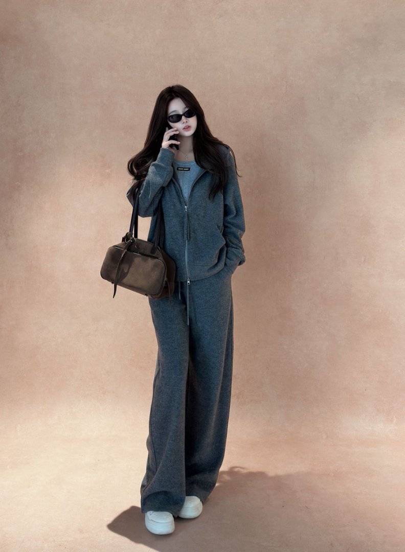 【浅日慢行】套装（外套+裤子）(小号)