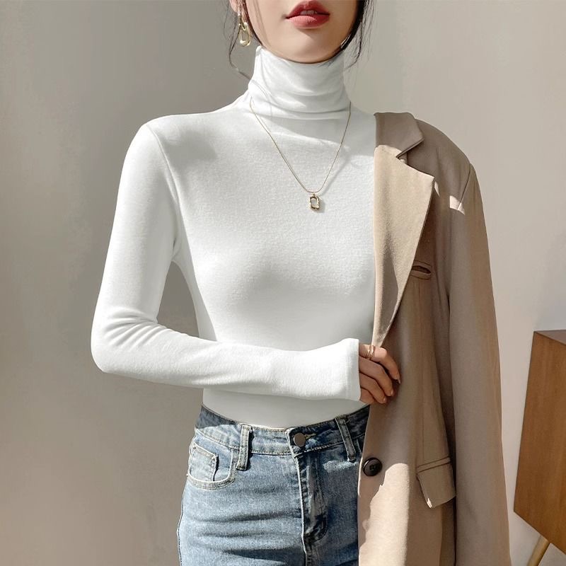 D25 121115 高领女打底衫女日常通勤简约百搭内搭外穿