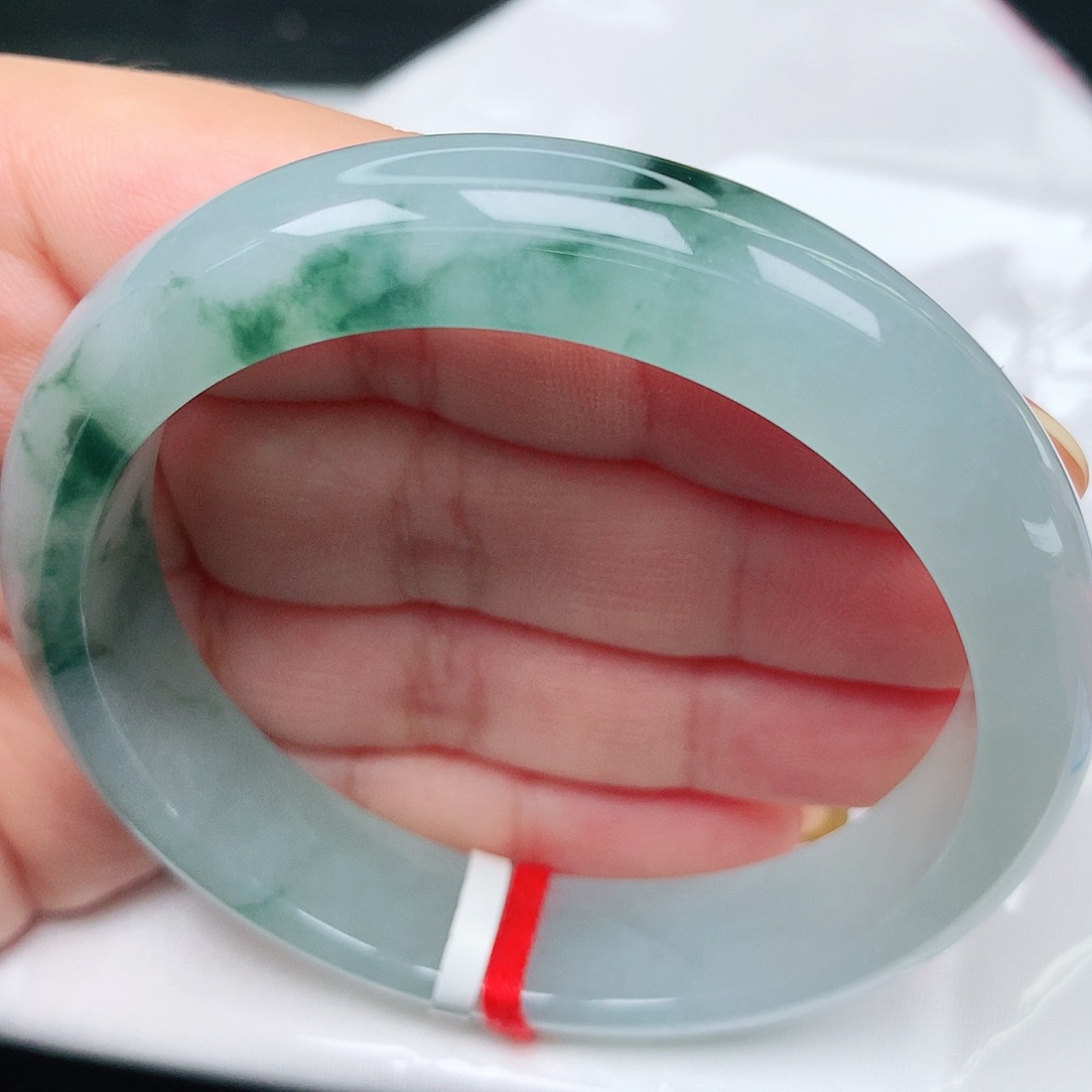 未镶嵌手镯翡翠35冰胶飘花