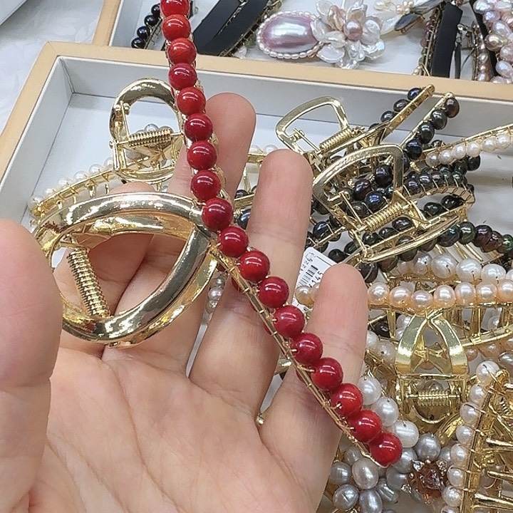 淡水珍珠发饰银S925镶嵌