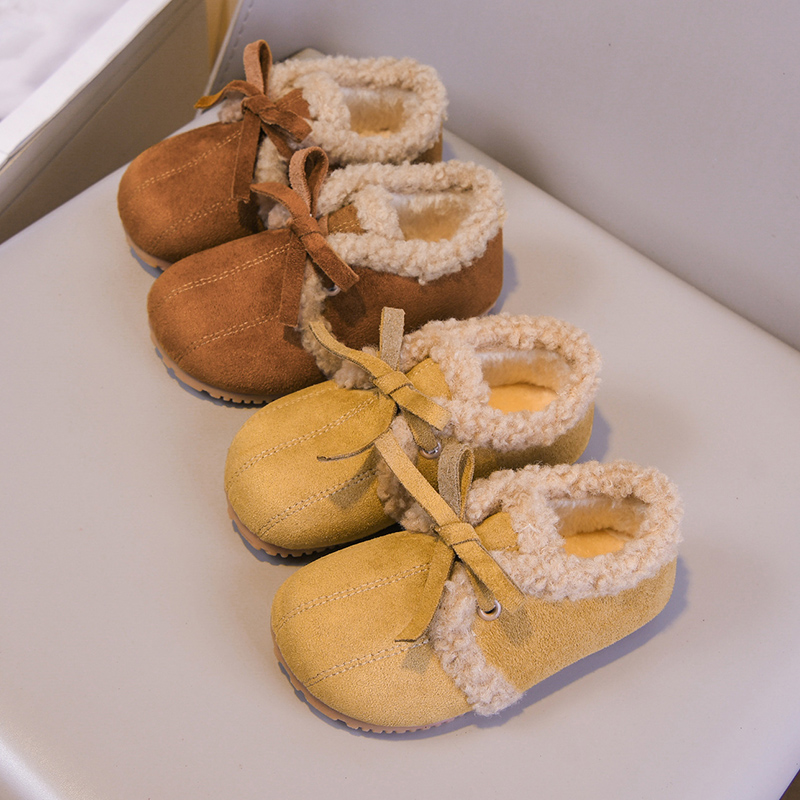 儿童加绒毛毛鞋2025冬季新款男女童洋气百搭软底防滑居家户外棉鞋