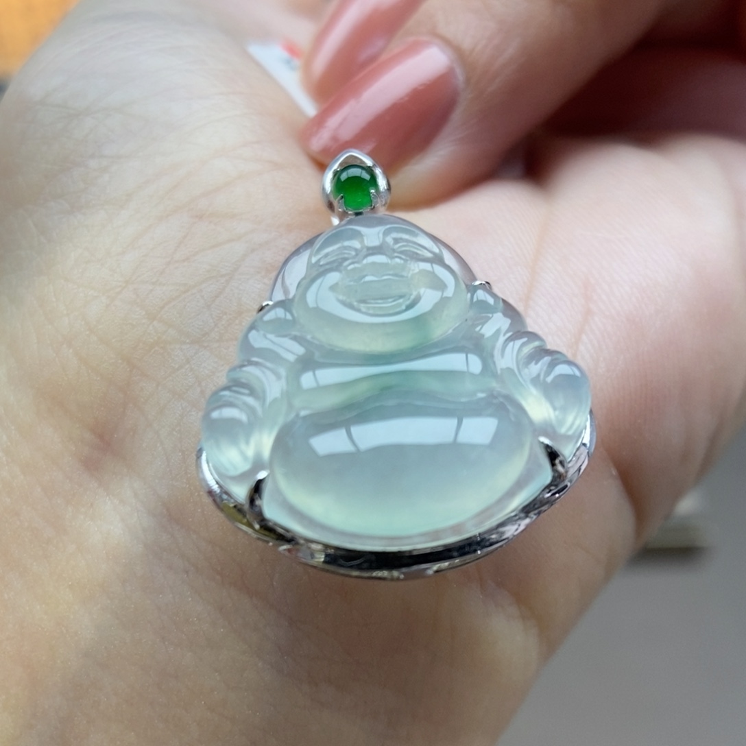 翡翠18K金镶嵌颈饰吊坠45