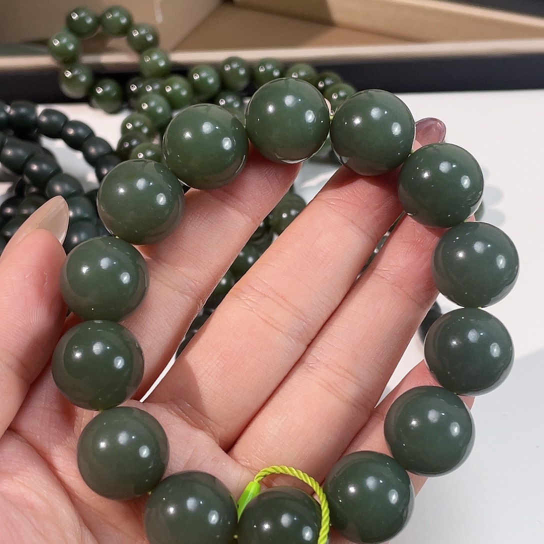 和田玉手链未镶嵌新疆且末瓷蓝 16特细 