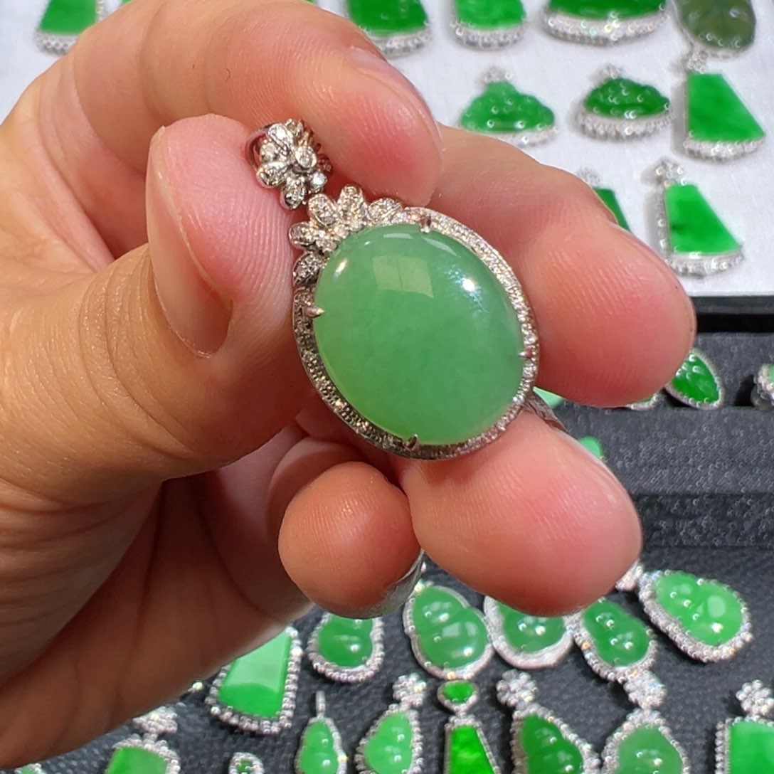 【闪购商品】翡翠18K金镶嵌吊坠(不含链)