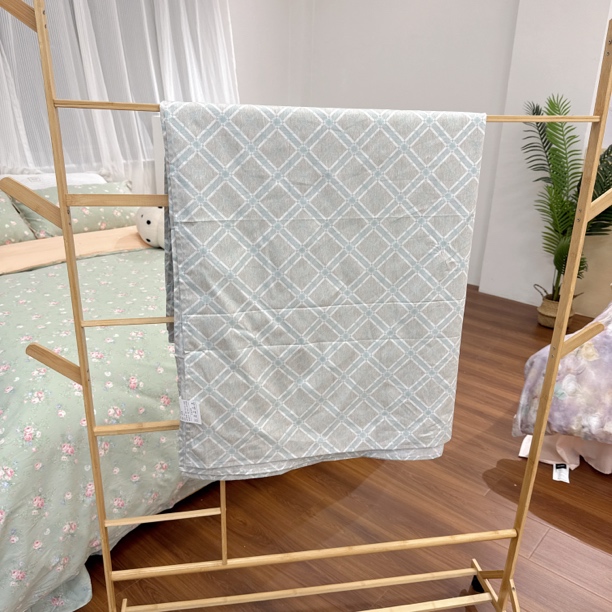 灰格格床单全棉 四季薄款100%母婴 斜纹棉床单缩宽度十公分柔软