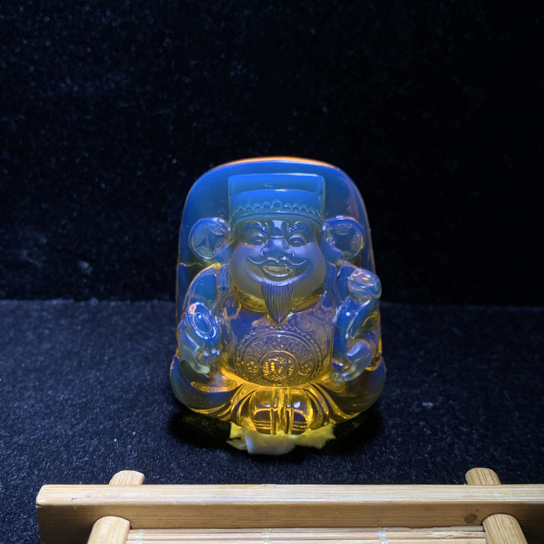 缅甸琥珀天空蓝财神爷43克